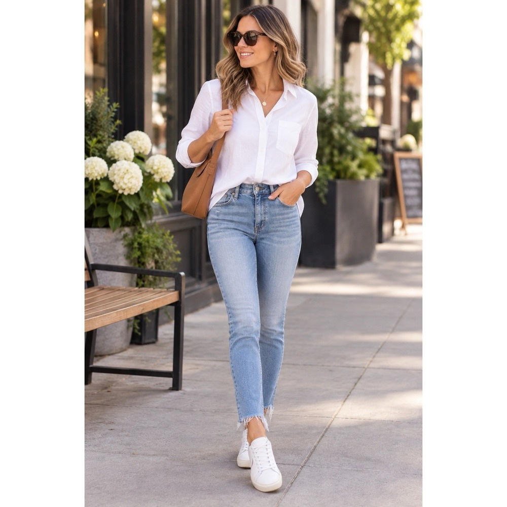 Rag & Bone Jeans Size 25 Clemente Wash Nina High Rise Raw Hem Skinny Stretch